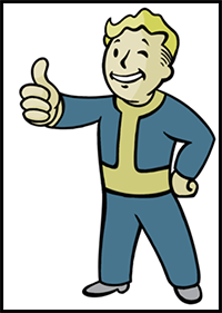 How to Draw Fallout Vault Boy with Simple Step by Step Drawing Lesson