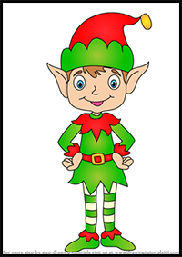 How to Draw Elf from Santa's Elves with Easy Step by Step Winter ...