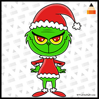 How to Draw Grinch | Chibi Grinch | Christmas Art for Kids