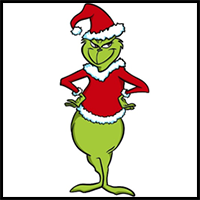 How to Draw The Grinch in a Christmas Costume