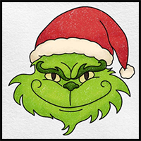 How to Draw the Grinch Face