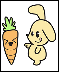 How to Draw a Cute Kawaii Bunny Rabbit and Carrot Easy Step-by-Step Drawing Tutorial for Kids