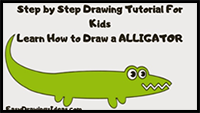 how to draw an alligator for kids - cartoon alligator drawing