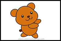 How to Simple Draw a Brown Bear Step by Step for Kids