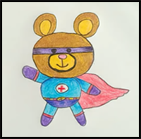 Cartoon Superhero Bear Drawing for Kids | Easy Drawing for Beginner