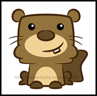 Sketch a Cute Beaver Cartoon Made from Basic Curved Lines