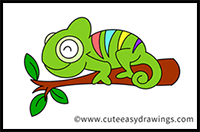 Simple Chameleon Drawing Tutorial for Kids