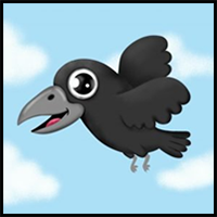 How to Draw a Cute Crow Flying