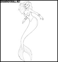 Mermaid Drawing Black And White Clip Art, PNG, 4035x7437px, Watercolor,  Cartoon, Flower, Frame, Heart Download Free