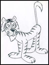 how to draw a realistic tiger for kids