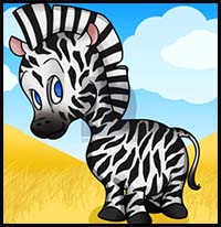 How to Draw a Cartoon Zebra