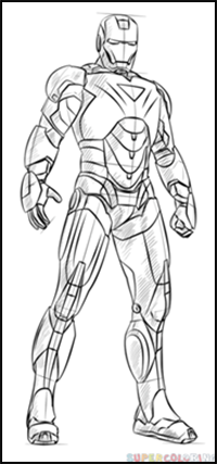 Featured image of post Iron Man Drawing Colored Full Body - Draw guidelines for his head and body and lines to define the places for his shoulders, chest and waist.