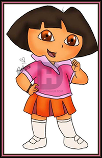 How To Draw Dora The Explorer Cartoon Characters Drawing Tutorials Drawing How To Draw Dora The Explorer Illustrations Drawing Lessons Step By Step Techniques For Cartoons Illustrations