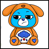 How to Draw Grumpy Care Bear in Puppy Onesie