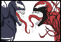 How to Draw Venom vs Carnage | Step by Step | Marvel