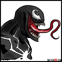 How to Draw Venom’s Head in Profile