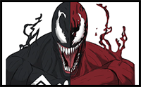 How to Draw Venom/Carnage | Step by Step | Marvel