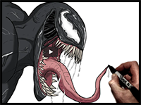 How to Draw Venom (Side) | Step by Step | Marvel