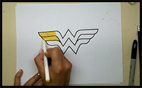 Drawing: How to Draw the Wonder Woman Logo Step by Step - Easy