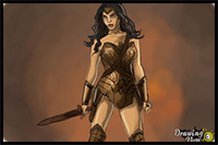 How to Draw Gal Gadot as Wonder Woman from Batman vs Superman