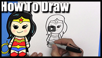 How to Draw Wonder Woman - Easy Chibi