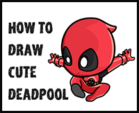 How to Draw Cute Kawaii Cartoon / Chibi Deadpool in Action Easy Step-by-Step Drawing Tutorial for Beginners