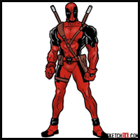 How to draw Deadpool in full growth