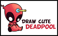 Learn How to Draw Cute Cartoon / Chibi Deadpool Easy Step by Step Drawing Tutorial for Beginners