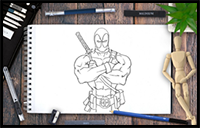 How to draw Deadpool marvel step by step