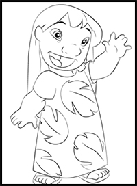 How To Draw Lilo And Stitch Cartoon Characters Drawing