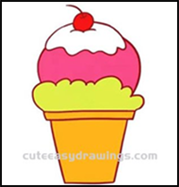 How to Draw a Colorful Ice Cream Step by Step for Kids