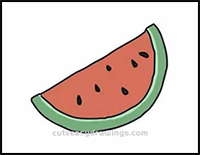 How to Draw a Piece of Watermelon Step by Step