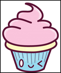 how to draw a cute cupcake with a face