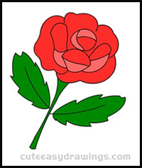 Drawing of Rose Red Step by Step for Kids