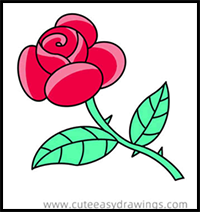 How to Draw a Red Rose Easy Step by Step for Kids