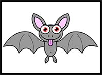 Cartoon Bat Step by Step Drawing Lesson