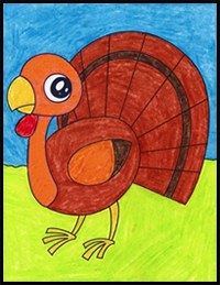 How to Draw a Cute Turkey: Easy Step-by-Step Art Lesson for Kids