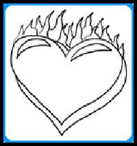 easy heart drawings on fire