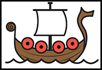 How to Draw a Cartoon Viking Ship Step by Step Drawing Tutorial for Kids