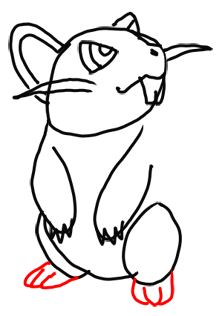 Step 9 Step by Step Drawing Lesson : How to Draw Rattata from Pokemon for Kids