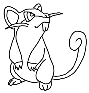 Finished Pen Drawing Step by Step Drawing Lesson : How to Draw Rattata from Pokemon for Kids