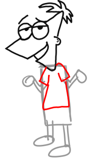 Step 4 - How to Draw Phineas from Phineas and Ferb for Kids : Step by Step Drawing Lesson