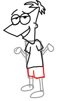 Step 5 - How to Draw Phineas from Phineas and Ferb for Kids : Step by Step Drawing Lesson