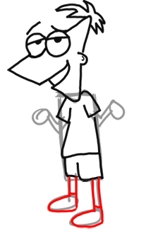 Step 6 - How to Draw Phineas from Phineas and Ferb for Kids : Step by Step Drawing Lesson