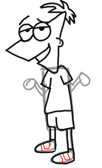 Step 7 How to Draw Phineas from Phineas and Ferb for Kids : Step by Step Drawing Lesson