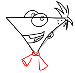 Step 7 How to Draw Phineas Playing Guitar from Phineas and Ferb for Kids : Step by Step Drawing Lesson