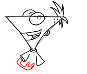 Step 8 How to Draw Phineas Playing Guitar from Phineas and Ferb for Kids : Step by Step Drawing Lesson