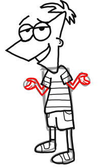 Step 9 How to Draw Phineas from Phineas and Ferb for Kids : Step by Step Drawing Lesson