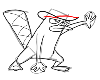 Step 14 How to Draw Perry the Platypus from Phineas and Ferb for Kids : Step by Step Drawing Lesson