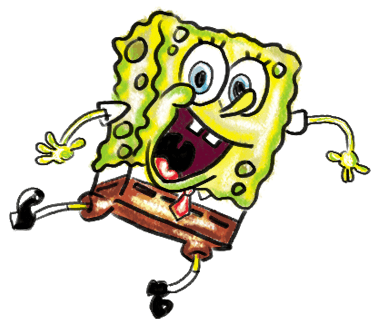 Finished Colorized How to Draw Spongebob Squarepants Doing the Wave : Step by Step Drawing Lessons